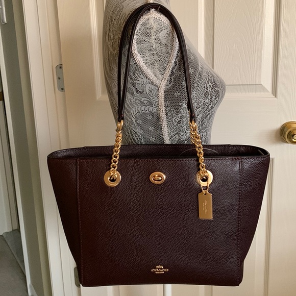 Coach Handbags - 💕🎉HP🎉💕 LAST ONE - NWT COACH Burgundy Pebbled Leather Shoulder Bag